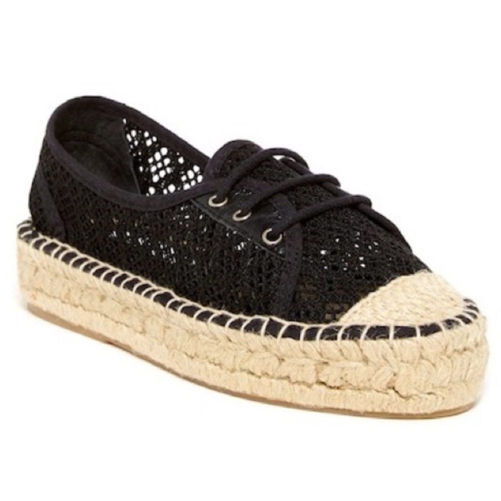 DVF Diane Von Furstenberg Tareena Black Crochet Fabric Espadrilles Size 10
